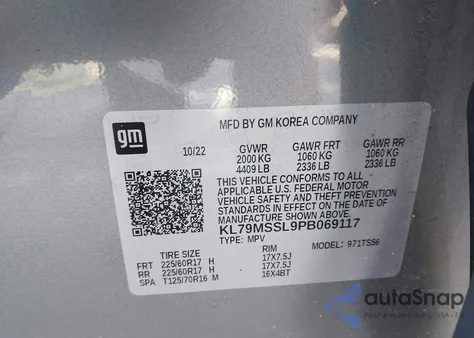 2023 Chevrolet Trailblazer Awd Activ from USA, damaged, VIN KL79MSSL9PB069117